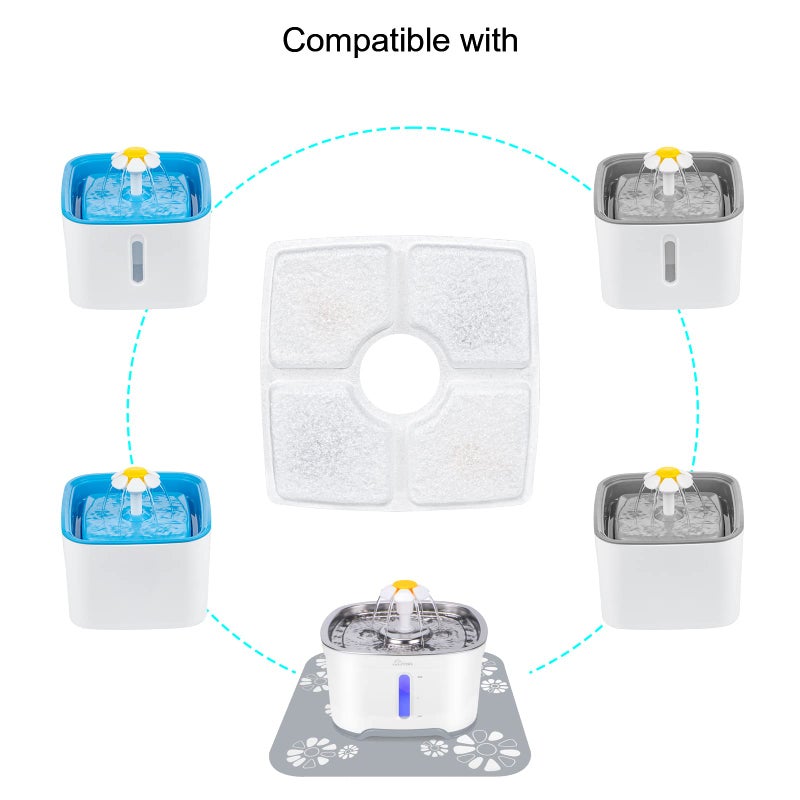 Wonder Creature Cat Water Fountain Filter, Square Cat Fountain Replacement Filters, 8 Carbon Filters Pack - Image 2